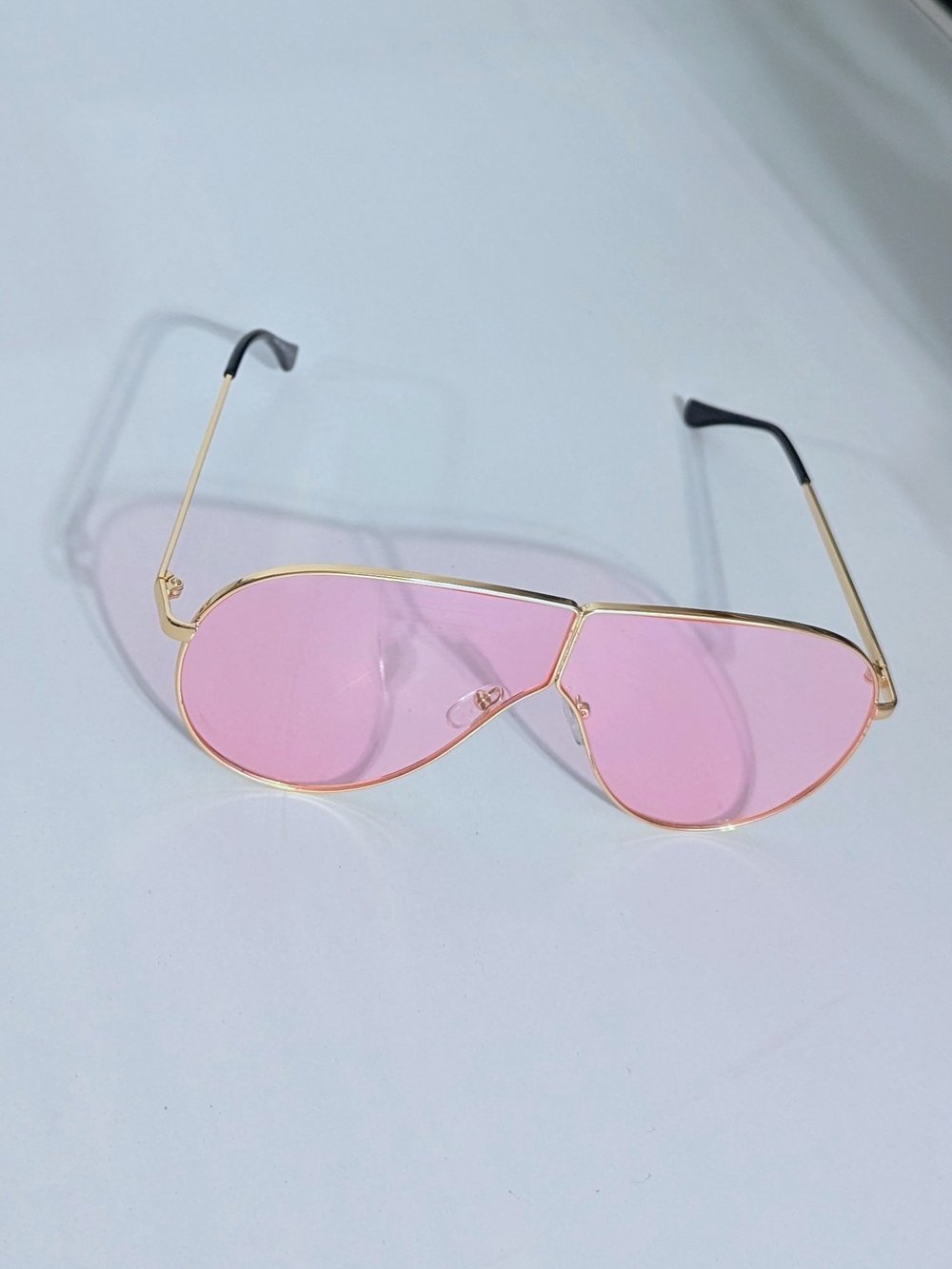 Gold Frame Pink Lens Aviator Sunglasses - Women Accessories